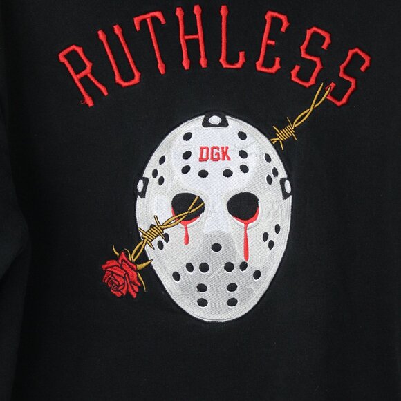 DGK Fierce Ruthless Black Jason Embroidered SK8R Pullover Hoodie Size X-Large - Picture 2 of 7